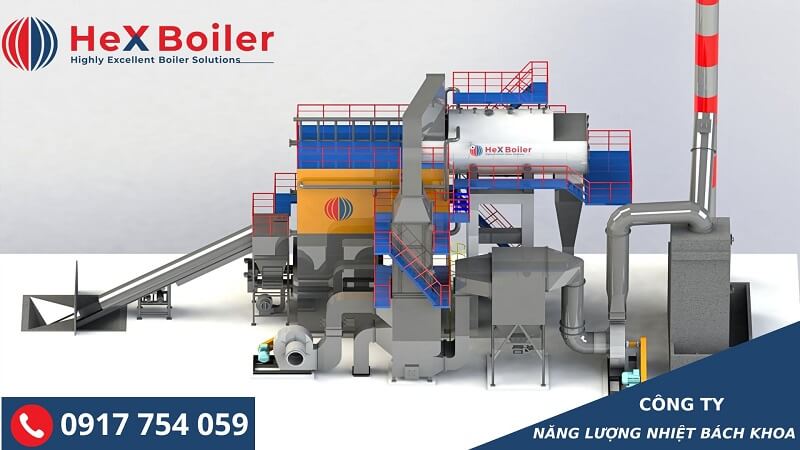 Mô hình lò hơi tầng sôi đốt Biomass